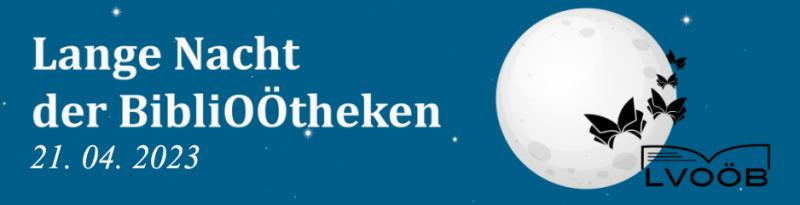 Logo Lange Nacht der Bibliotheken OÖ 2023 blau